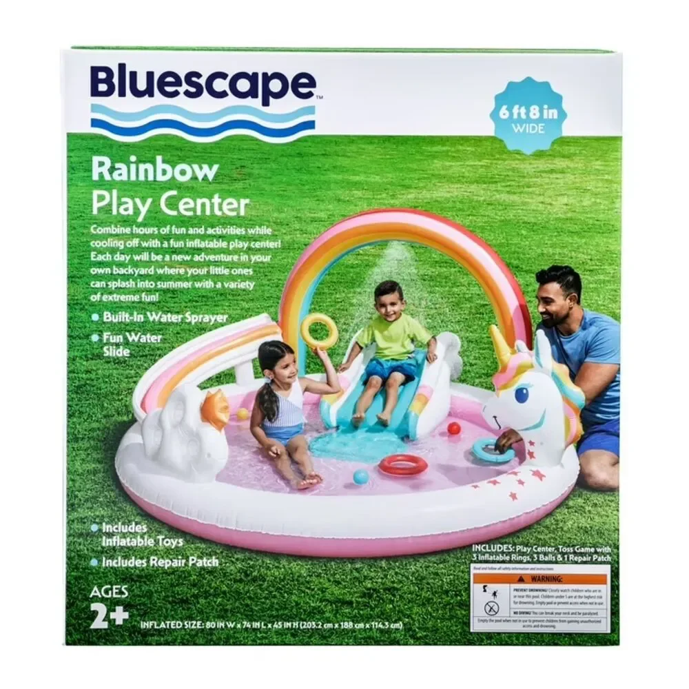 Bluescape Rainbow Unicorn Play Center Inflatable Kids Pool Play Center Toys NEW - Picture 3 of 6